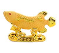 Muzrunq Lucky Fish, Fortune Resin Crafts Lucky Iron Wealth Arowana Fish Feng Shui Ornaments, Golden Arowana Statue Figurine for Home Car Interior Decorations