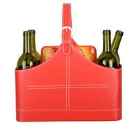 Muzrunq Magazine Rack Red Leather Magazine Holder with Top Handle Leather Basket for Wine Flowers Fruits Candys Newspaper Gifts Display