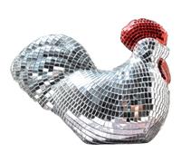 Muzrunq Mirror Disco Ball Chicken Figurine 6.7x5.3 Cool Reflective Chicken Shape Disco Ball Decor for Home, Wedding, Party Decorations Mirror, Figurine
