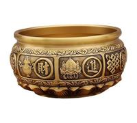 Muzrunq Money Bowl 4.7x2.5 Brass Bowl with Prosperity Lotus Base Copper Chinese Feng Shui Decor for Desk Altar & Home Office Brass Style Home Entrance.
