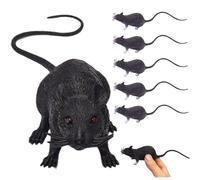 Muzrunq Mouse 6Pcs 8 Inch Rat Scary Realistic Mouse with Long Tail Multi-Purpose PVC Plastic Rat Mice Realistic Plastic Prank Stuff Halloween Decor
