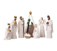 Muzrunq Nativity Set Modern White Resin Nativity Scene Figurines Ornaments Religious Tabletop Xmas Collectibles 8Pcs for Holiday Decorations