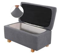 Muzrunq Ottoman Cover 2Pcs Rectangle Footstool Cover Jacquard Ottoman Cover Color Square Ottoman with Elastic Bottom Large Stretch Foot Stool Cover for Living Room Grey