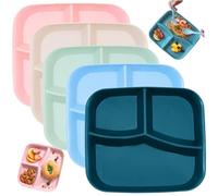 Muzrunq Portion Control Square Divided Plates, 3 Compartment, Microwave & Dishwasher Safe, Snack Plates for Adults & Kids, Healthy Diet
