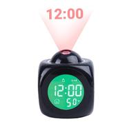 Muzrunq Projection Alarm Clocks, 12/24H LED Digital Clock with Date, Temperature, Snooze, Voice Talking Built in Loudspeakers Projection Clock on Ceiling for Home, Bedroom, Office