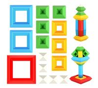 Muzrunq Pyramid Stacking Toy Building Blocks Bright Color Pyramid Building Toy for Kid Early Educational for Kids Birthday 45PCS Toys And Games Pyramids Stacking Block