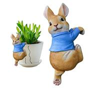 Muzrunq Rabbit Garden Ornaments Hanging Pot Rabbit Figurine Rabbit Garden Statues Outdoor Rabbit Statue for Garden Easter Bunny Decorations Housewarming Gifts Blue
