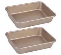 Muzrunq Rectangle Cake Tins, 2PCS 8.5x6.5 Inch Carbon Steel Oven Tray for Baking Heat-Resistant Non Stick Baking Trays, Washable Baking Dish for Kitchen Pie Cookie Pizza Bread