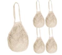Muzrunq Reusable Produce Bags Kitchen Reusable Grocery Bags Cotton String Shopping Bags with Sturdy Handle Washable Grocery Mesh Organizer Net Long Handle Net Tote Bags