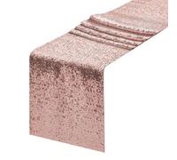 Muzrunq Sequin Table Runner Rose Gold Table Runner Rectangle Glitter Table Runner 12 x 71 Sparkle Table Covers Decorative Table Cloth for Holiday, Wedding and Birthday