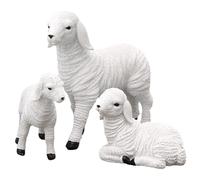 Muzrunq Sheep Figurines 3Pcs/Set Cute Sheep Ornaments Crafts Realistic White Lamb Artificial Resin Figurines Decoration Gifts for Garden, Patio, Outdoor