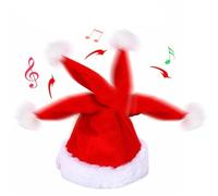 Muzrunq Singing Christmas Hats Battery Powered Dancing Santa Hat for Adults Kids, Plush Velvet Funny Electric Swing Moving Santa Hat with Music Xmas Gifts New Year Party Supplies