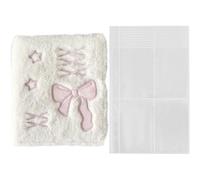 Muzrunq Small Photo Album with 10 Inner Page, A6 Plush Photo Album with Bow & Star Decor, 6-Ring Small Storage Book, Adorable Photocard Albums for Girls