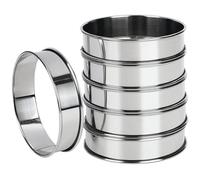 Muzrunq Stainless Steel Crumpet Rings, 3 Inch Round, Double Rolled Edges, Non-Stick, 6 Pack, Modern/Industrial Style, Baking Tool