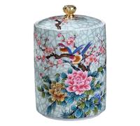 Muzrunq Tea Canister, Chinese Style Enamel Ceramic Jar with Lid, Portable Small Sealed Decorative Storage Container for Tea, Coffee, Herb, Sugar, Spice