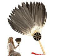 Muzrunq Traditional Chinese Feathers Fan - Handheld Feathers Fan 30cm for Summer Cooling, Personal Use Chinese Peacock Fans Hand Held