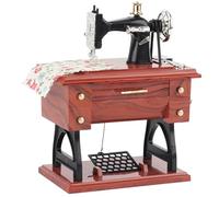 Muzrunq Vintage Music Box, 6x4.7x3 Simulation Sewing Machine Plastic Music Box, Clockwork Table Desk Decoration Toy Gift Vintage, Sewing Machine, Wooden