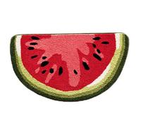 Muzrunq Watermelon Rug, 18x31.5 Inch Half Round Watermelon Door Mat, Soft Water-Absorbent Fruit Bath Mat, Non-slip Fruit Rug for Bathroom Kitchen