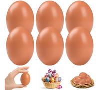 Muzrunq Wooden Eggs 6Pcs 2.4x1.8in Realistic Eggs Smooth Egg Color Egg Toy Multi-Purpose Play for Crafts Decorations Easter Wooden Chicken