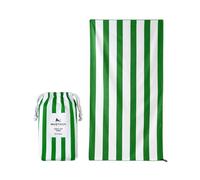 Muztaga Microfibre Beach Towel - Sand Free, Quick Dry, Large 160 x 90 cm Striped Pool Towels for Adults & Kids, Lightweight Compact Travel Towel with Bag for Holiday & Gym (Green)