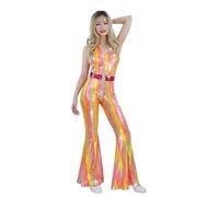Muztagata Disco Outfit 70s 80s Prom Sparkle Flare Jumpsuit Party Costume Halloween Cosplay For Adult Women-XX-Large