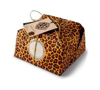 Muzzi Chocolate Chip Panettone 1kg - a hand-wrapped Italian festive cake in leopard print, perfect for Christmas, gifting, and celebrations