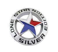 Muzzys LONE STAR SILVER EDITION Texas Emblem Decal Longhorn METAL Badge Universal Stick On for Chevy Silverado Suburban Tahoe GMC Sierra Ford F150 Ranger F-150 Dodge Ram Nissan Titan Car Auto Truck Fe