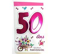 MV 69-2035 Age 50 Birthday Card Woman Design Wheelbarrow - Flower Birds