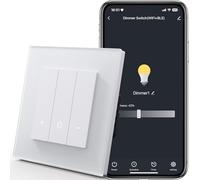 MVAVA Alexa Light Switch, WiFi Dimmer Switch Compatible with Alexa/Google Home, Glass Light Switch, Flush-Mounted, Works with Tuya/Smart Life App, Neutral Line Requires 1 Gang 1 Way, White