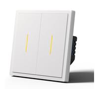 MVAVA Alexa Light Switch, WiFi Smart Light Switch Compatible with Alexa/Google Home, Flush-Mounted Light Switch Works with Tuya/Smart Life App, Neutral Conductor Requires 2 Gang 1 Way, White