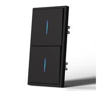 MVAVA M3 Series Single 1-Way Light Switch Flush-Mounted with Spring Connections, Vertical Mountable Silky Matte Wall Switch with LED Indicator Light, 80 mm x 150 mm, Black, M3 Series