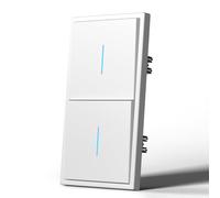 MVAVA M3 Series Single 1-Way Light Switch Flush-Mounted with Spring Connections, Vertical Mountable Silky Matte Wall Switch with LED Indicator Light, 80 mm x 150 mm, White, M3 Series