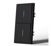 MVAVA M3 Series Single 2-Way Light Switch Flush-Mounted with Spring Connections, Vertical Mountable Silky Matte Wall Switch with LED Indicator Light, 80 mm x 150 mm, Black, M3 Series