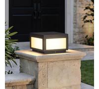 MVBT Outdoor Modern Post Light, LED Fence Deck Cap Light High Voltage Wired Lantern Column Lamp for Flat Surface Patio Garden Decoration with IP54 Waterproof E26 Bulb