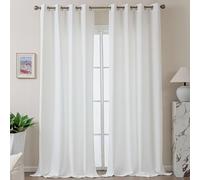 MvchennL White Linen Curtains, Sheer Curtains 108 Inches Long, Light Filtering Semi Sheer Drapes 2 Panels Set, Elegant Grommet Top Window Treatments for Living Room/Bedroom/Dining Room