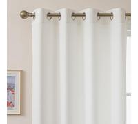 MvchennL White Linen Textured Curtains, 96 Inch Curtains 2 Panel Set, Light Filtering Semi Sheer Drapes, Elegant Grommet Top Window Treatments for Living Room/Bedroom/Dining Room