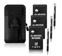 MveLwodx 7 Pcs Waterproof NotebookSets, 3 Waterproof Notepad with 3 All Weather Pen Military Gear and Fabric Notebook CoverWaterproof Notepad Army Gear, Pocket Notebook with Pen for Outdoor, Black