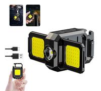 MVIOCS LED Keychain Flashlight, Rechargeable 1000 Lumen 5 Modes COB Mini Handheld Torch, Waterproof,Folding Bracket Bottle Opener, Portable Pocket Light with Magnet Base for Camping Fishing (1)