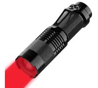 MVIOCS Mini LED Flashlight Green/Red/Blue Light,3 Light Modes,Waterproof Zoomable Flash Light for Outdoor,Rugged Metal Torch for Camping, Night Observation Activity,Emergency Use (Red)