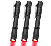 MVIOCS Red LED Pen Flashlights, Mini, Waterproof Pocket Flashlight with Clip, Small Red Light Flashlights for Work,Astronomy, Aviation, Night Observation (3 Pack Red Light)