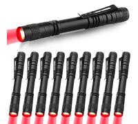 MVIOCS Red LED Pen Flashlights, Mini, Waterproof Pocket Flashlight with Clip, Small Red Light Flashlights for Work,Astronomy, Aviation, Night Observation (10 Pack Red Light)