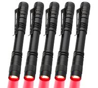 MVIOCS Red LED Pen Flashlights, Mini, Waterproof Pocket Flashlight with Clip, Small Red Light Flashlights for Work,Astronomy, Aviation, Night Observation (5 Pack Red Light)