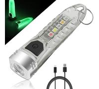 MVIOCS V1 Mini Keychain LED Flashlight, 400 LM Powerful 12 Modes with UV Red Blue Yellow Side Light, Rechargeable Emergency EDC Pocket Light for Daily Use, Outdoor