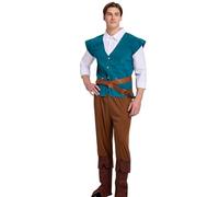 Mviz Halloween Costume Adult Men Blue Vest Shirt Prince Cosplay Suit 4PCS Deluxe Set Pants Holiday Party Plus Size Outfit, Multicolor, X-Large