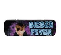 MVL Bie-ber Fever Printed Pencil Case | Slim Metal Storage Box for School Supplies, Stationery & Makeup | Durable Locking Lid | Fan-Themed Case for Kids, Teens & Gift Giving