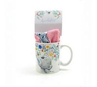 MVL Cute Teddy Bear Coffee Mug with Matching Socks Gift Set - Floral Tea Cup & Cozy Stocking Gift for Women, Girls, Birthday, Christmas | Kitchen Drinkware Accessory- Winter Essential