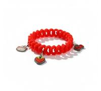 MVL HK Strawberry Charm Bracelet - Cute Red Scented Rubber Bangle with Fruit Scent & Bow | Adjustable 19cm Size-Kawaii Gift Pack for Christmas Birthday & Halloween | for Girls kids Teens Friends