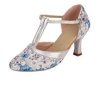MVNB Womens Barefoot Shoes Latin Shoes Women Dance Dancing Sandals Women's high Heels Ladies Wide Fit Black Shoes (Blue, 5.5)