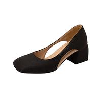 MVNB Women's Chunky Low Block Heels Mary Jane Closed Toe Work Pumps Comfortable Round Toe Dress Wedding Shoes Slip On Cushioned Wide Fit Extra Wide Fitting Width Light Shoes (Black, 5.5)