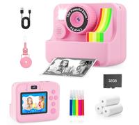 MVNHFSO Kids Camera Instant Print - Dual-Lens Selfie Cameras, Portable Toddler Digital Camera Toy with 3 Roll Paper - Christmas Birthday Idea Gift for 3 4 5 6 7 8 9 10 11 12 Years Old Girls(Pink)